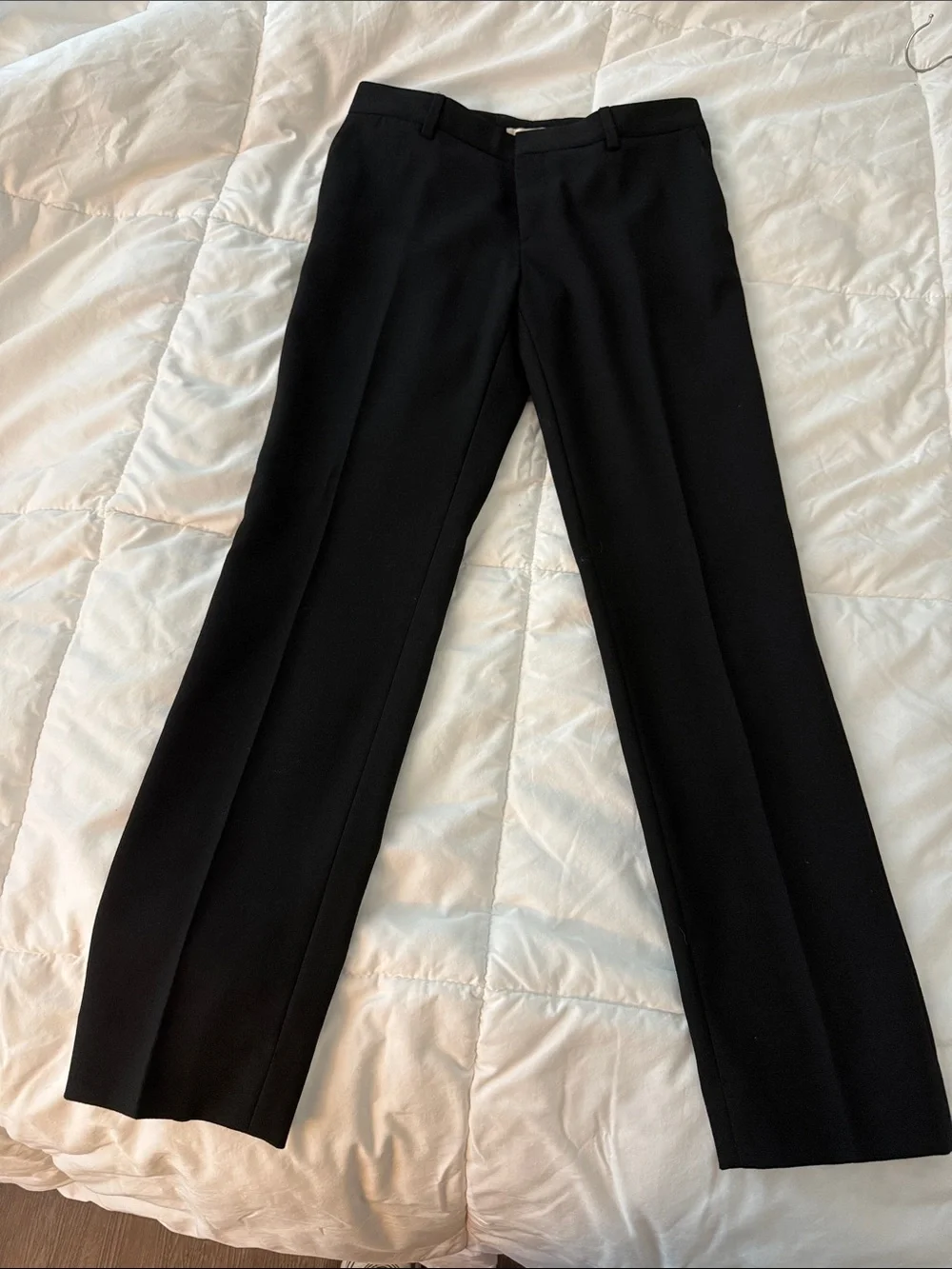 Saint Laurent Black Cropped Straight-Leg Dress Pants fits like a 0 - Picture 1 of 4